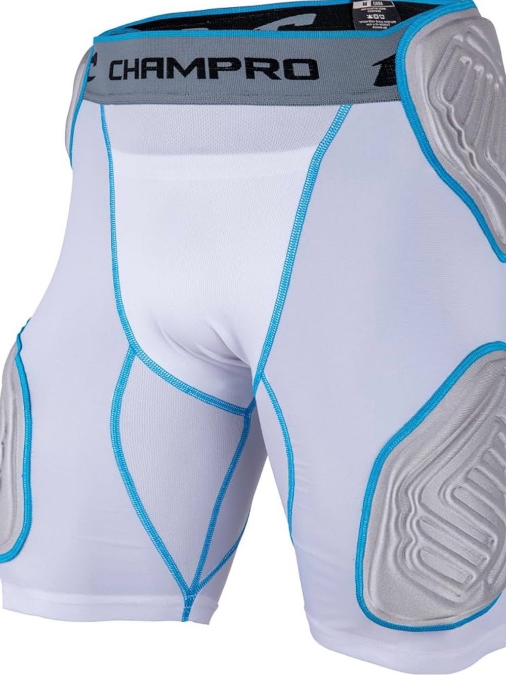 Champro Men's White Padded Compression Boxer Briefs with Blue Trim